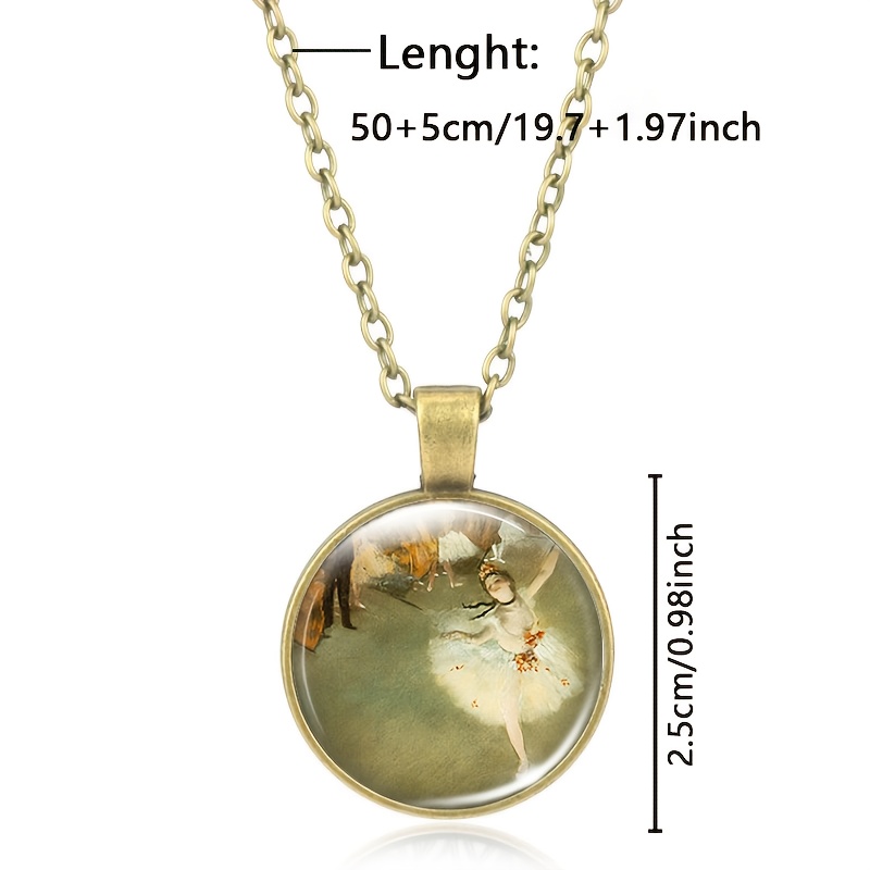 Classic Chain Necklace with Brown Metal Glass Inlay